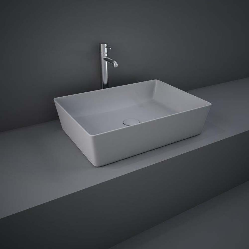 HudsonReed RAK Feeling - Matt Grey Modern Rectangular Countertop Basin - 500mm x 360mm (No Tap-Holes)