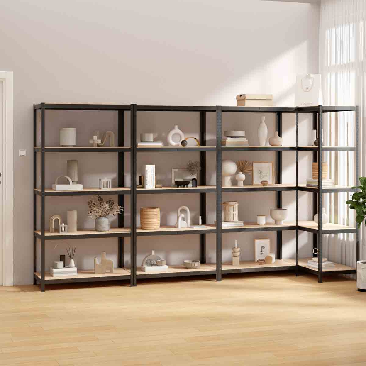 VidaXL 5-layer Shelves 4 Pcs Grey Steel&engineered Wood
