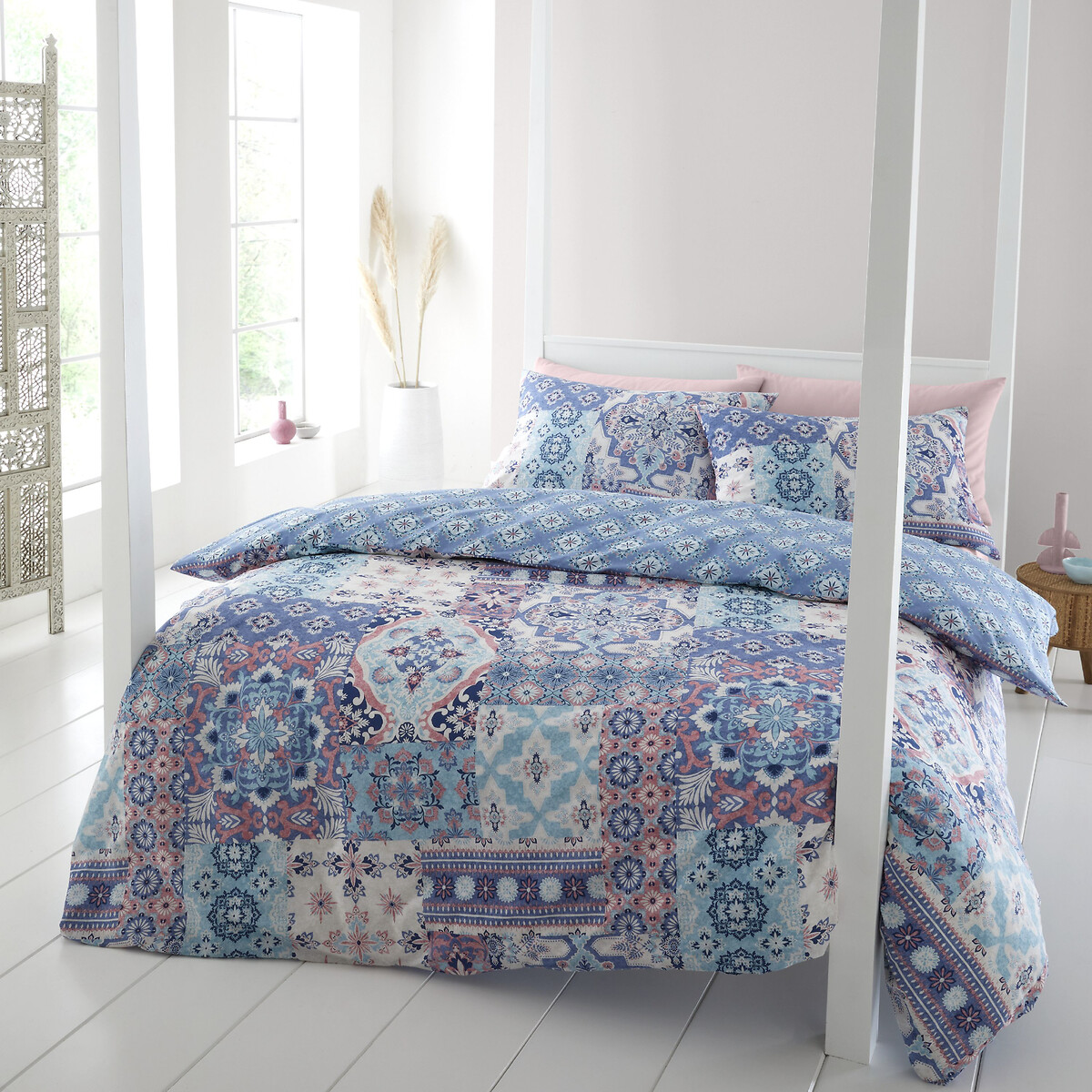 Catherine Lansfield 'Boho Patchwork' Duvet Set|Size: Double|blue