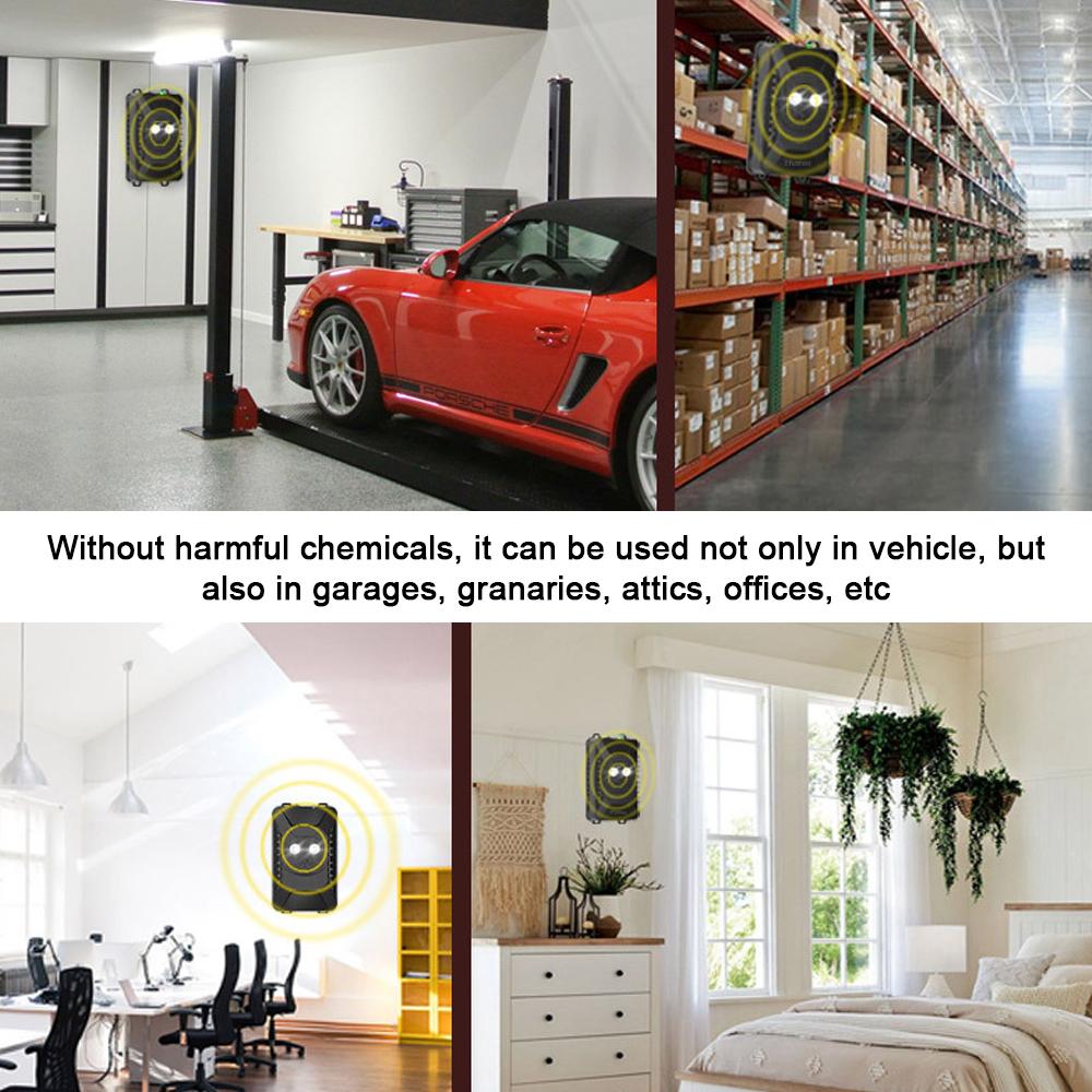 TOMTOP JMS Car Under Hood Animal Repeller Rodent Rat Repellent Mice Repeller Deterrent Device with LED Strobe black