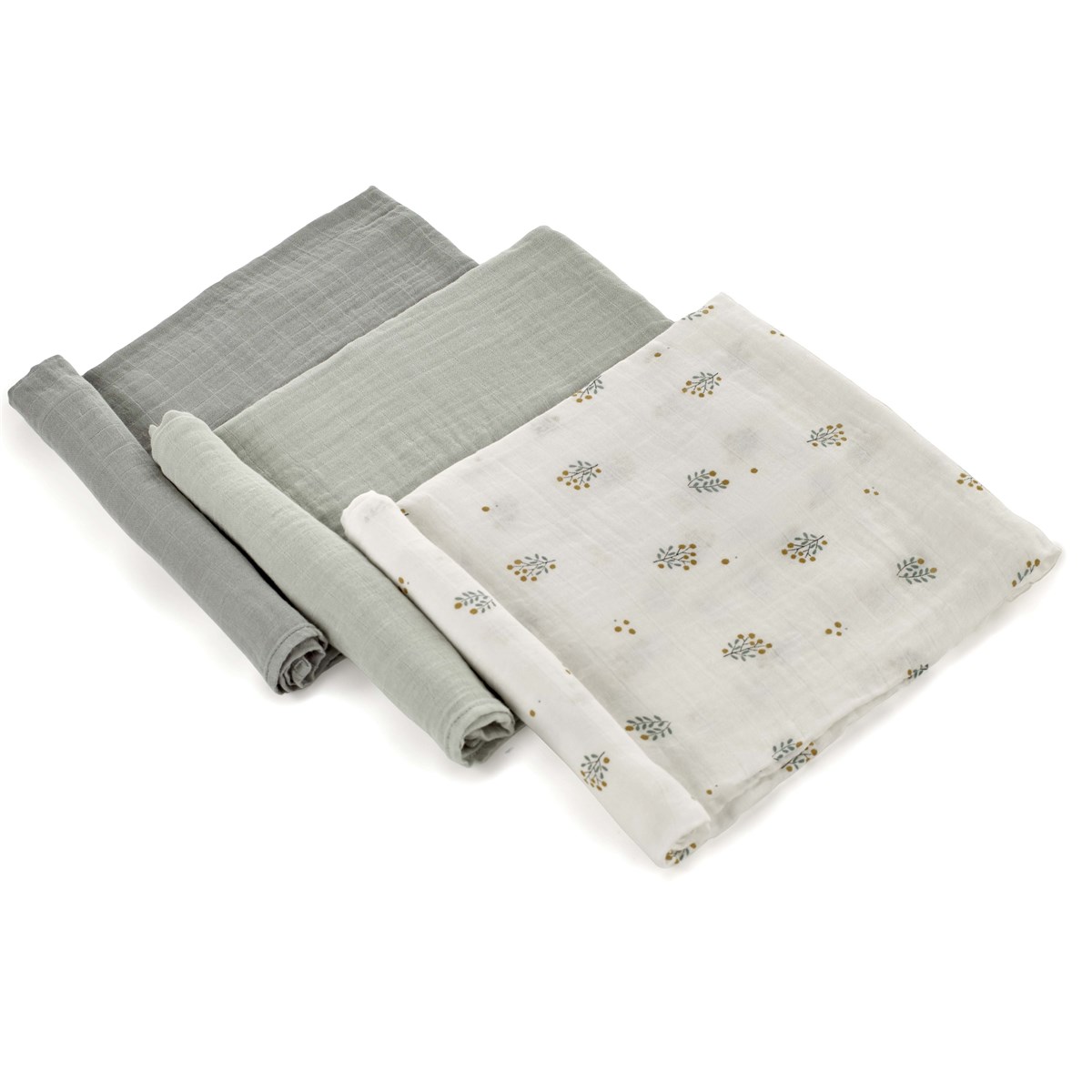  Bamboo Muslin Cloths - 80x80cm (3 pcs.) Large / Botanic