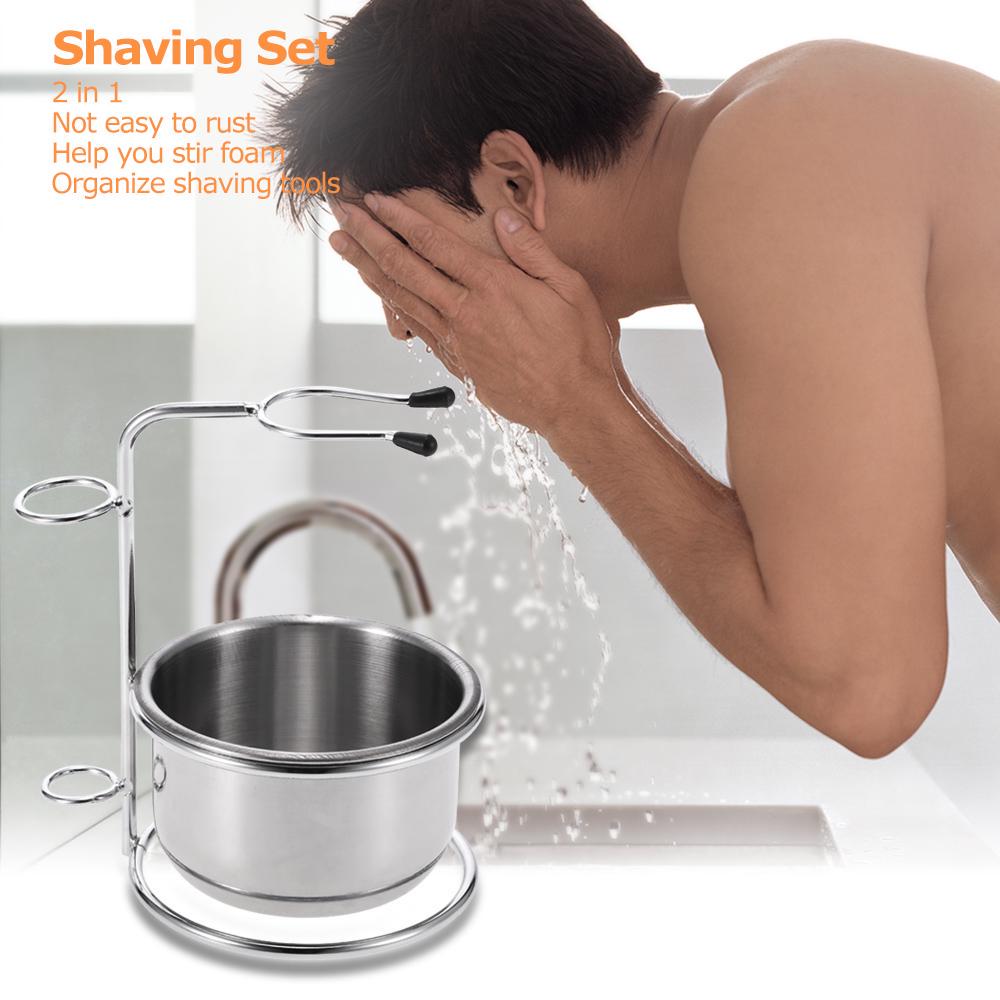 FunCouples 2 in 1 Stainless Steel Men's Shaving Set Shaving Cup + Shaving Holder