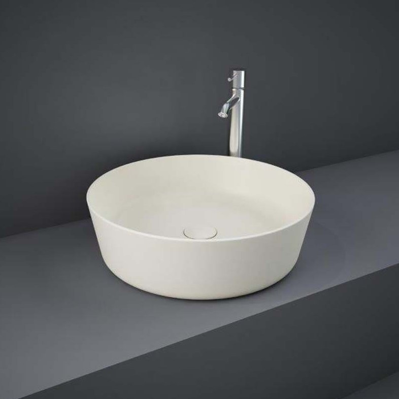 HudsonReed RAK Feeling - Matt Greige Modern Round Countertop Basin - 420mm (No Tap-Holes)