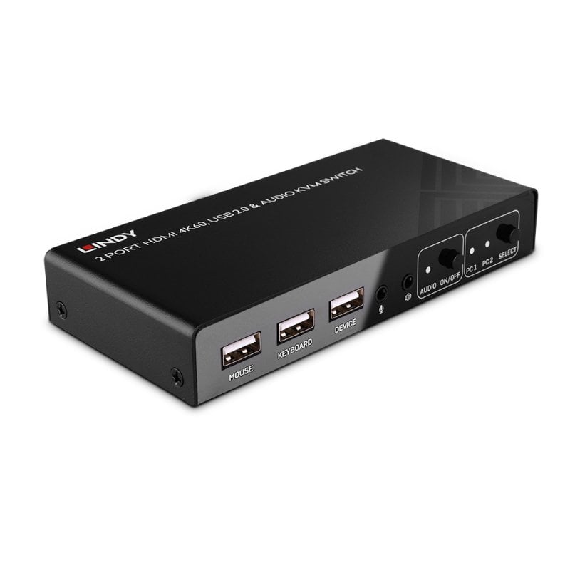 LINDY 2 Port HDMI 4K60, USB 2.0 &amp; Audio KVM Switch