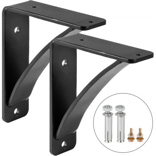 VEVOR  2 Pack Steel Shelf Brackets,Heavy Duty Hand Welded Steel Brackets 7x6x2", 450 lbs Supports Heavy Weight,Floating Shelves Triangle Supports, DIY
