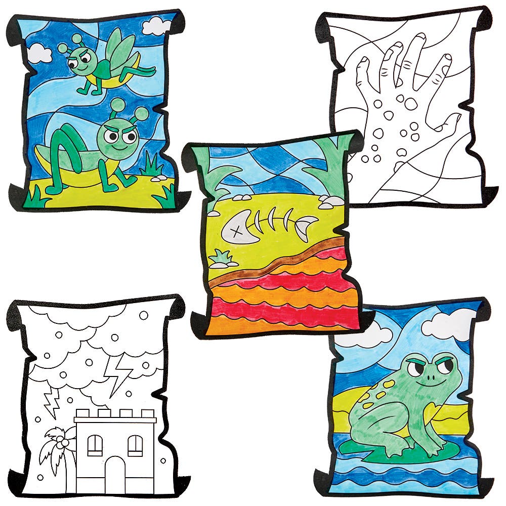 Baker Ross The Ten Plagues Of Egypt’ Colour-in Window Decorations (Pack of 20)