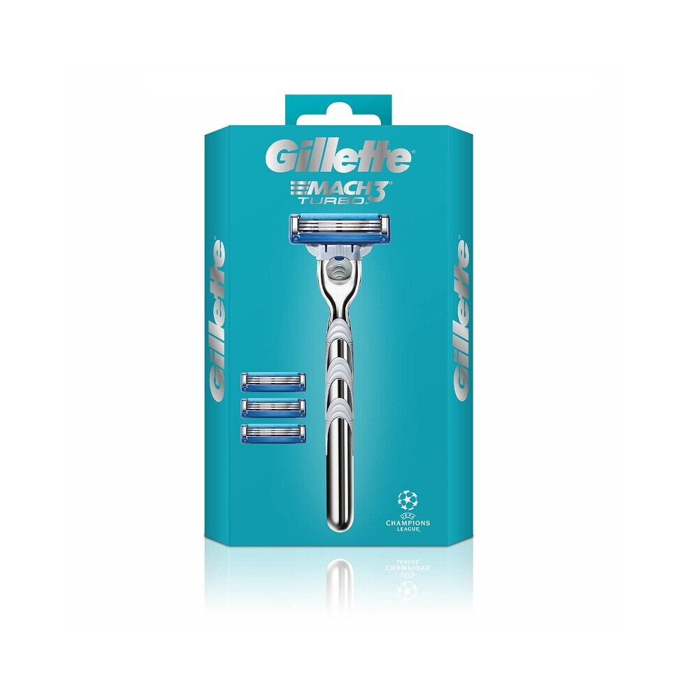 Gillette M3 Turbo Starter Pack Razor Handle +4 Blades-No Colour No Colour