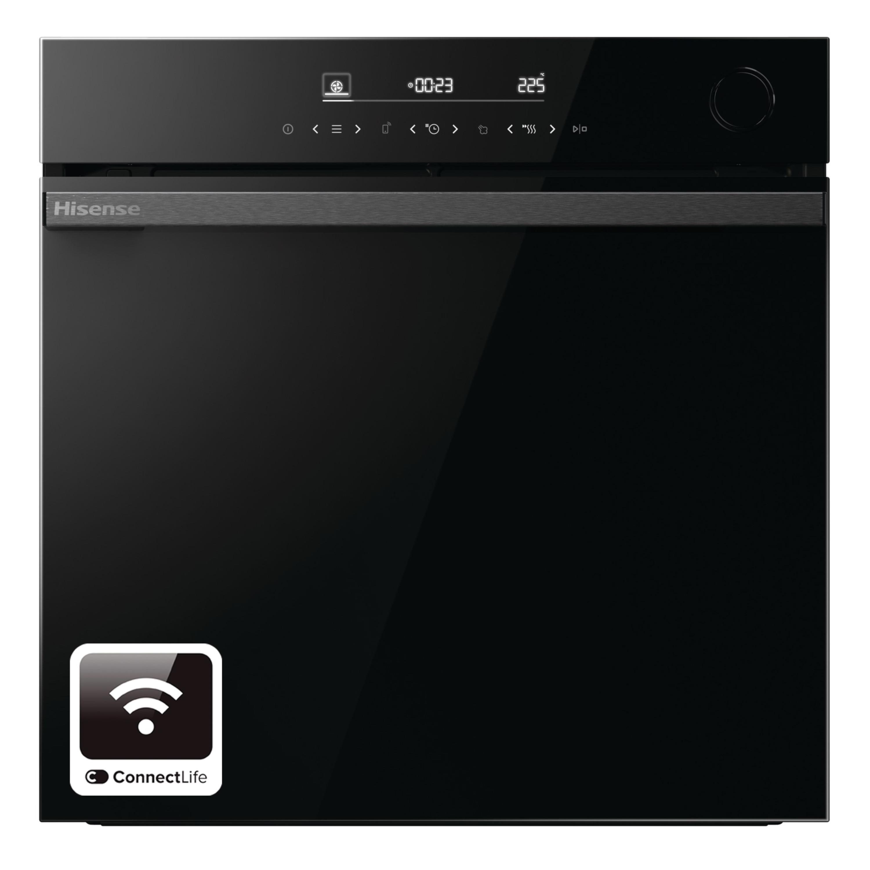 Hisense Hi6 BlackLine BSA66346ADBGUK Electric Steam Smart Oven - Jet Black, Black