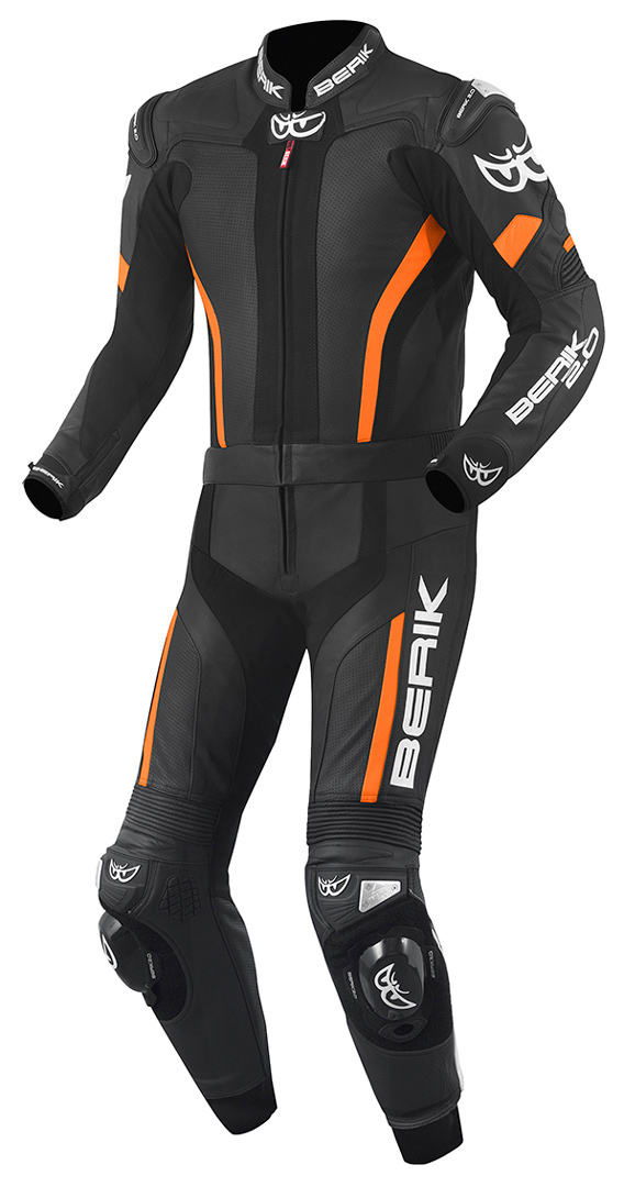 Berik Losail Tuta in pelle moto a due pezzi Nero Arancione 54