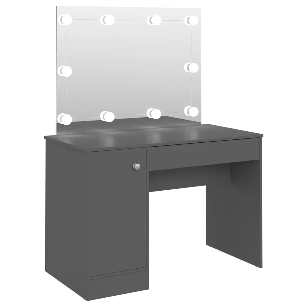 VidaXL Makeup Table with LED Lights 110x55x145 cm MDF Grey