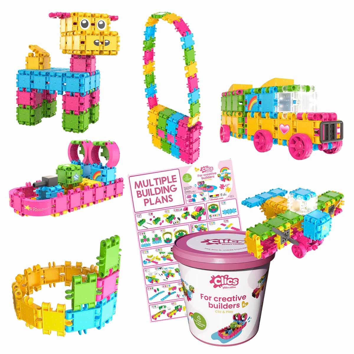 Clics Bucket 8 In 1 - Glitter - Multi