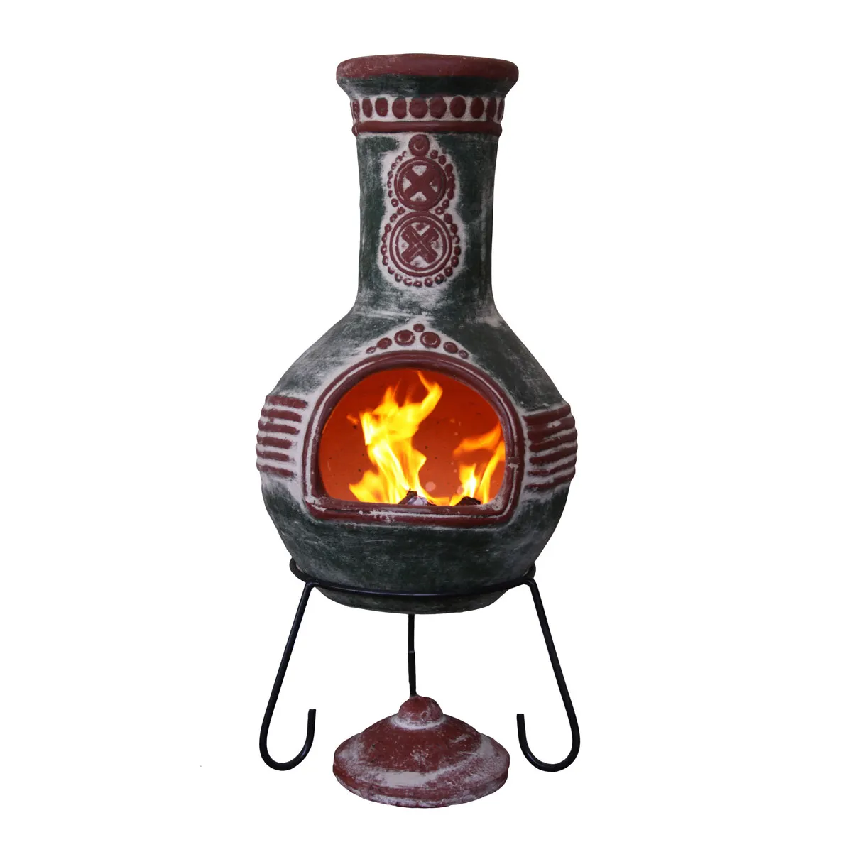 Gardeco Azteca Extra Large Mexican Clay Chimenea brown,gray