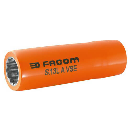 Facom 1/2" Drive 1000v Insulated Bi Hexagon deep Metric Socket 1/2" 18mm