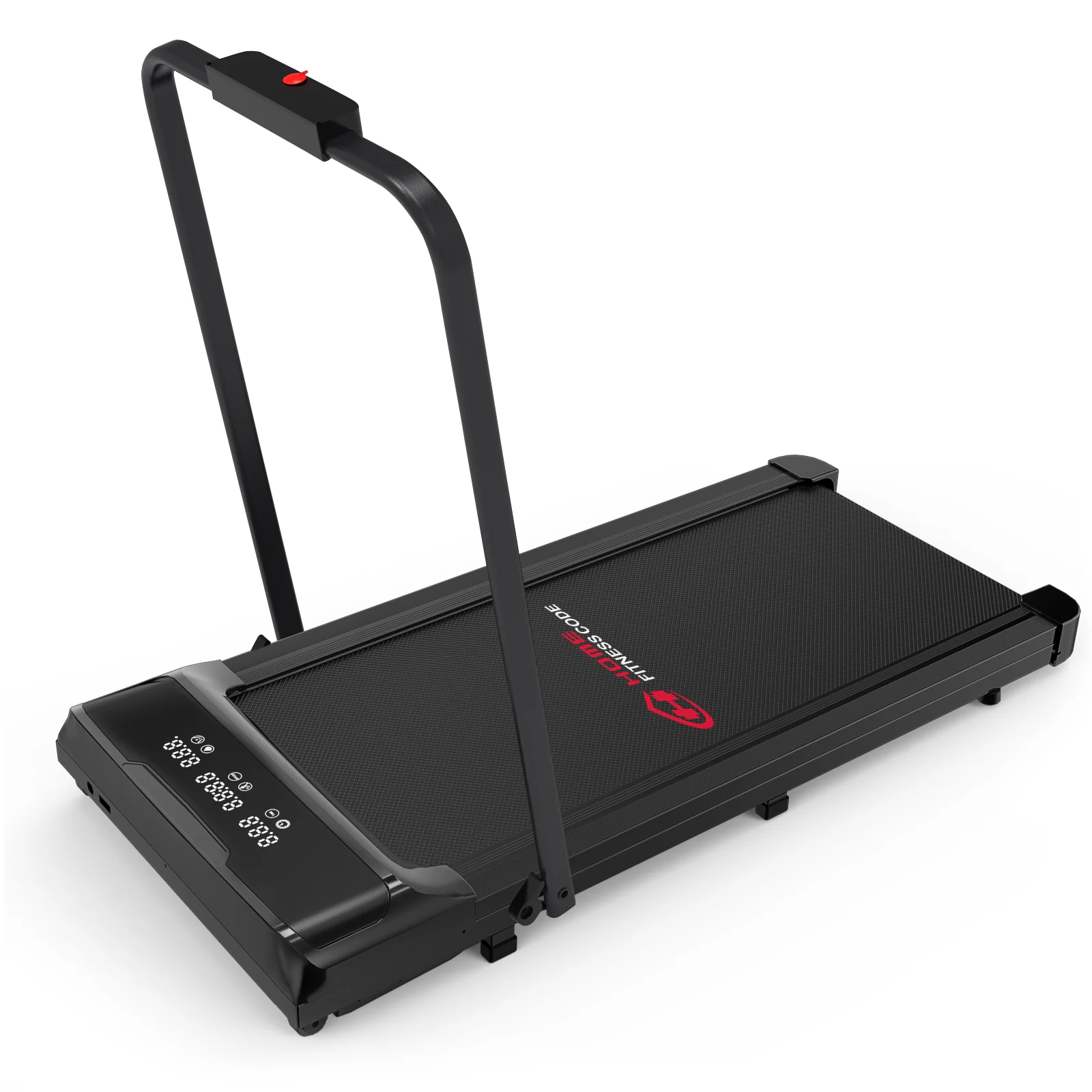 HomeFitnessCode Brushless Motor Treadmill Walking Pad 1-10KM/H Under Desk Treadmill with Low Noise With Handrail / Black