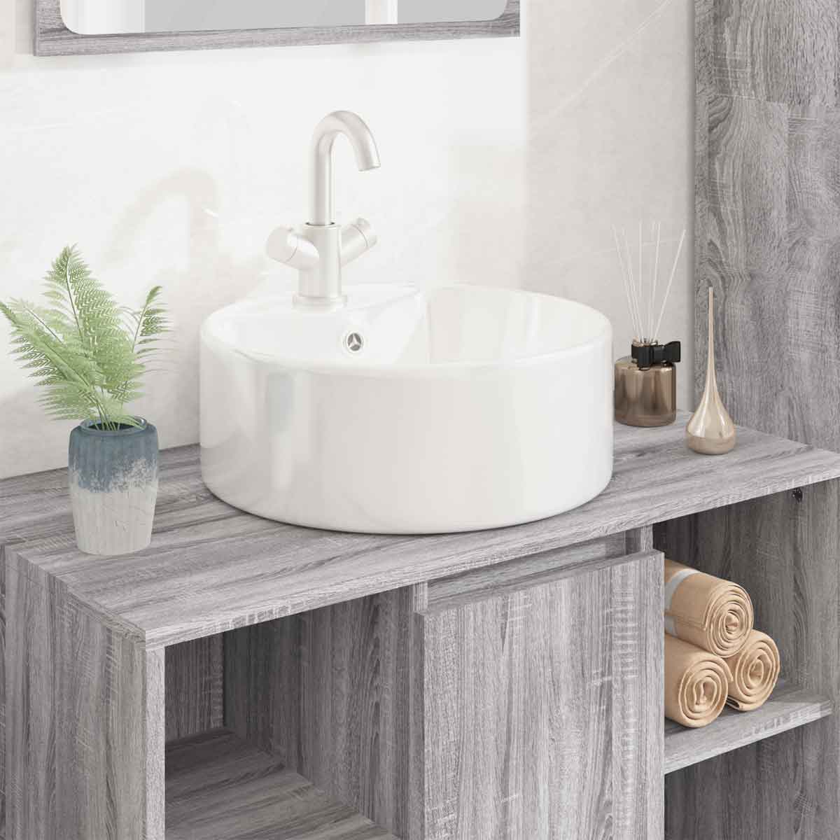 VidaXL Wash Basin White 40x14.5cm Ceramic Round
