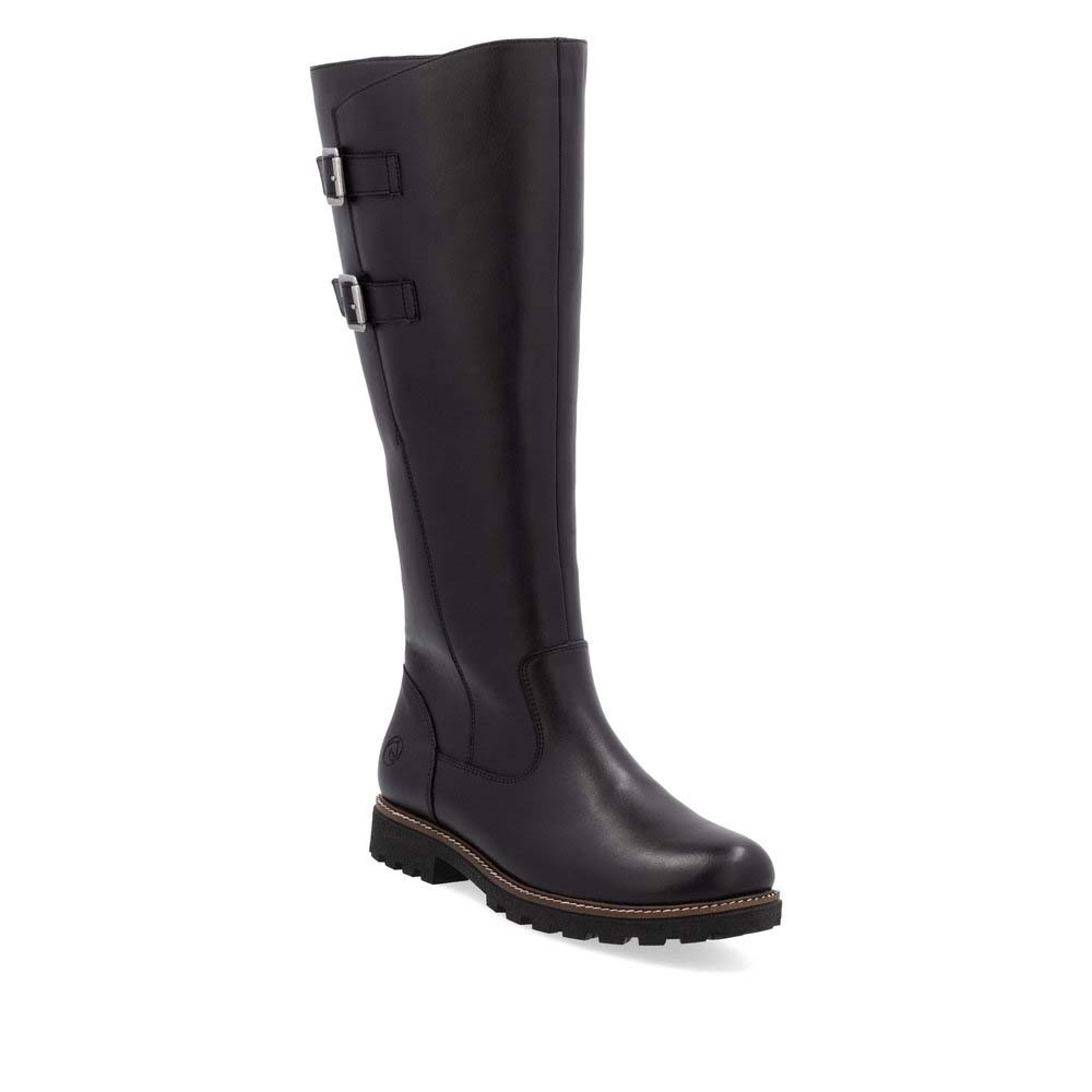 Remonte D8486-00 Brandlo Sheepsk Black leather Womens knee-high boots in a Plain Leather in Size 37