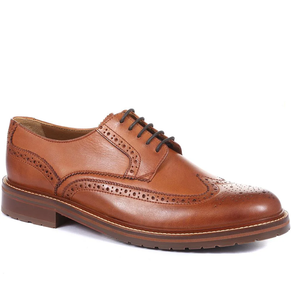 Jones Bootmaker Men's Kingsbay Men's Leather Brogues - KINGSBAY / 320 142 - Tan 7