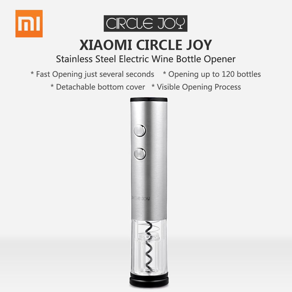 Xiaomi-1 Circle Joy Round Wine Opener, Stainless Steel, Automatic Electric Corkscrews, Wine Bottle Opener, Wine Stopper, Foil Cutter, Base Cork Out Tool