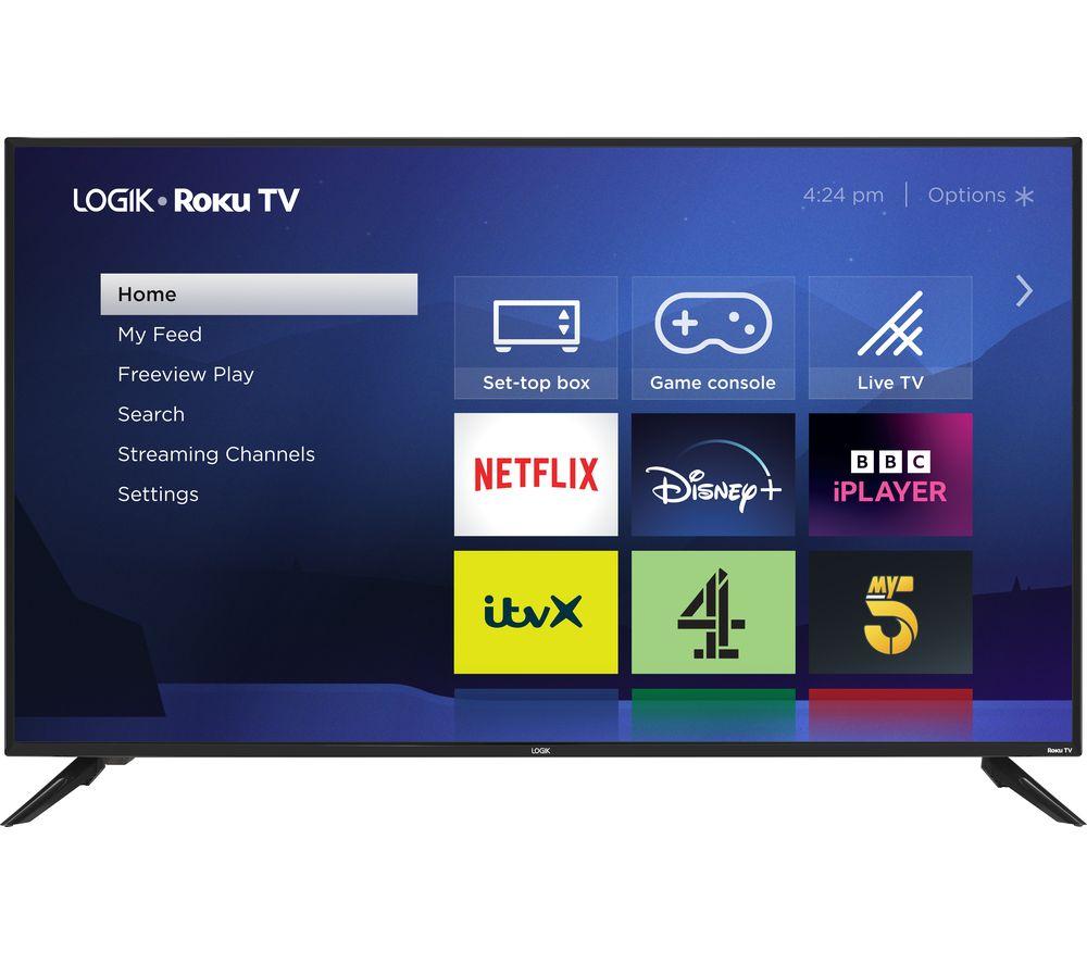 LOGIK 50" L50rue23 Roku Tv Smart 4k Ultra Hd Hdr Led Tv, Black