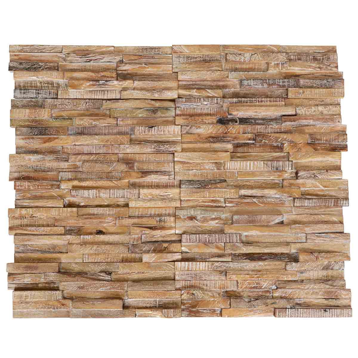 VidaXL Elle-May 3D Wall Cladding Panels 18 x 56cm Wood Mosaic Tile in Brown brown