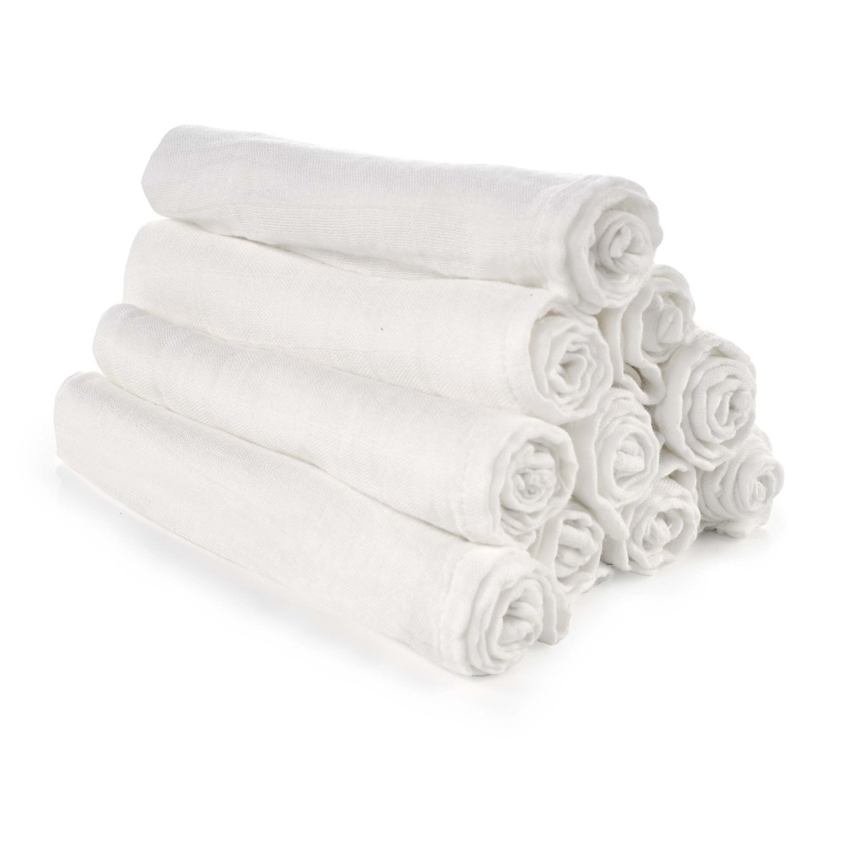  Bamboo Muslin Cloths - 35x35cm (10 pcs.) / White