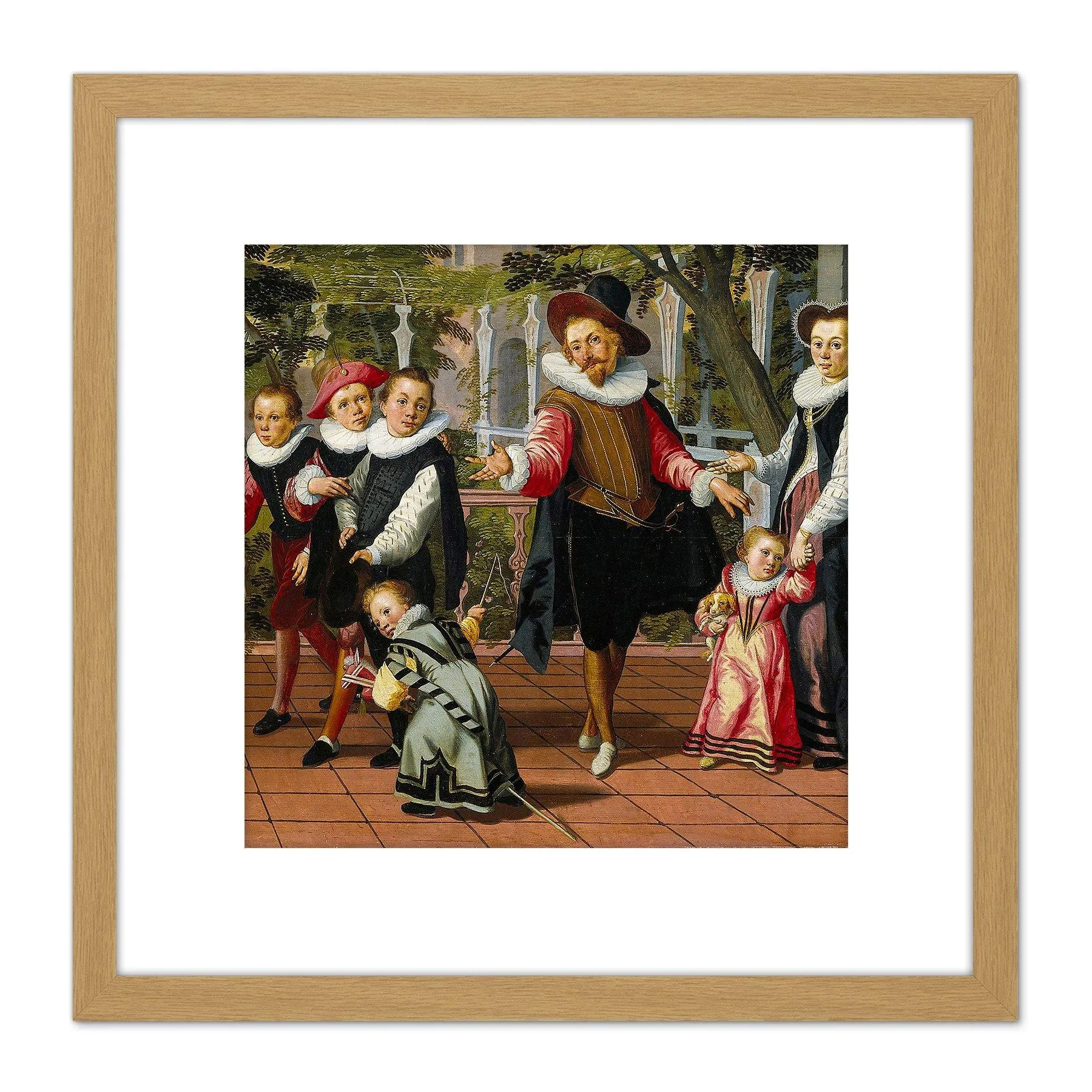 Artery8 Pietersz Rich Children Poor Parents 8X8 Inch Square Wooden Framed Wall Art Print Picture with Mount