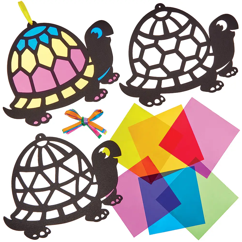 Baker Ross Tortoise Stained Glass Decoration Kits (Pack of 6)