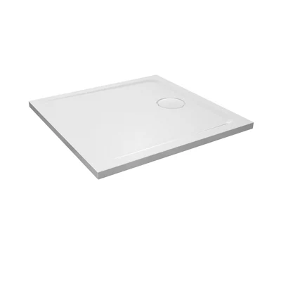 GoodHome White Square End Drain Shower Tray (l)90cm (w)90cm (h)2.7cm
