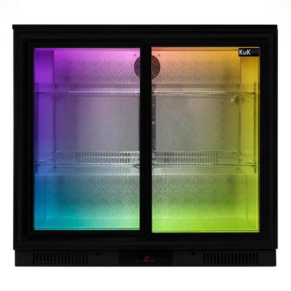 Kukoo Back Bar Fridge Cooler Sliding Double Door - Black