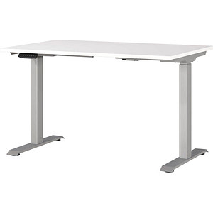 Germania Height-Adjustable Desk - White and Silver, none