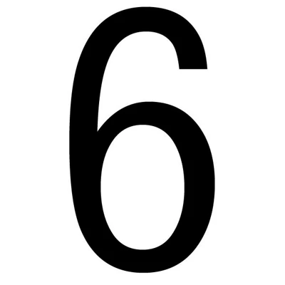 The House Nameplate Company Gloss Black Upvc Self-Adhesive House Number 6, (H)60mm (W)40mm