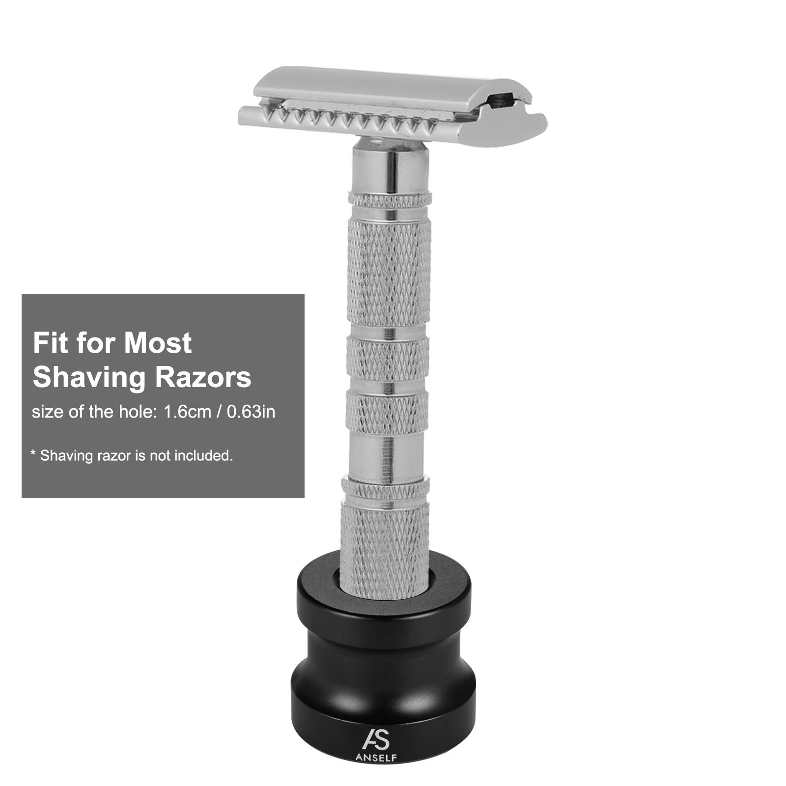 Anself Men's Shaving Razor Holder Stand Aluminum Mini Shaving Base Stand Shaving Tool black