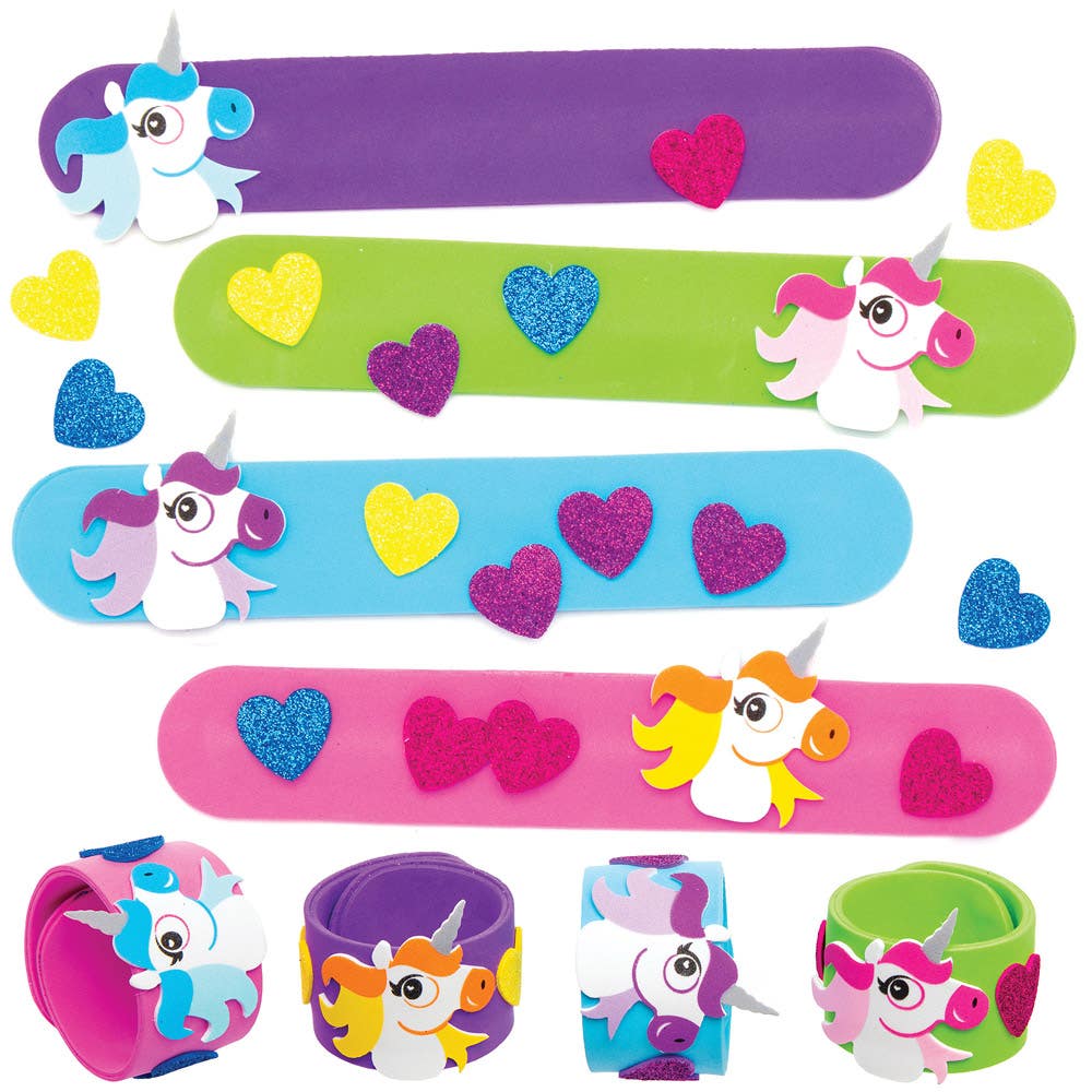 Baker Ross Unicorn Snap On Bracelets - 4 Foam Bracelets To Decorate. Craft Bracelets For Kids. Size 23cm.