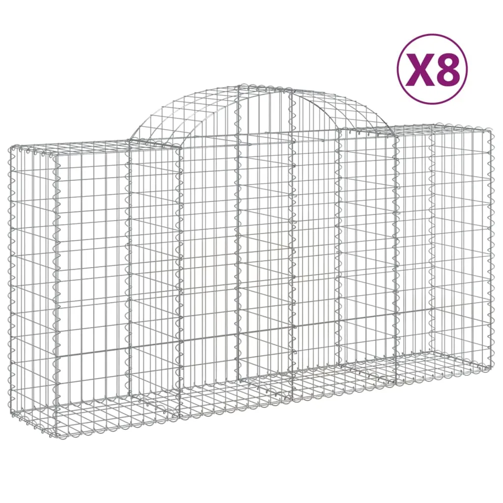 VidaXL Arched Gabion Baskets 8pc 200x50x100/120 cm Galvanised Iron