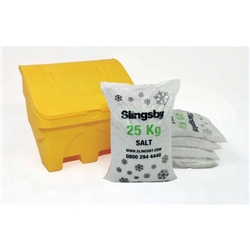 Slingsby 130l MIDI YELLOW SALT GRIT  BIN + 5 BAGS 25KG WHITE DE-ICING SALT
