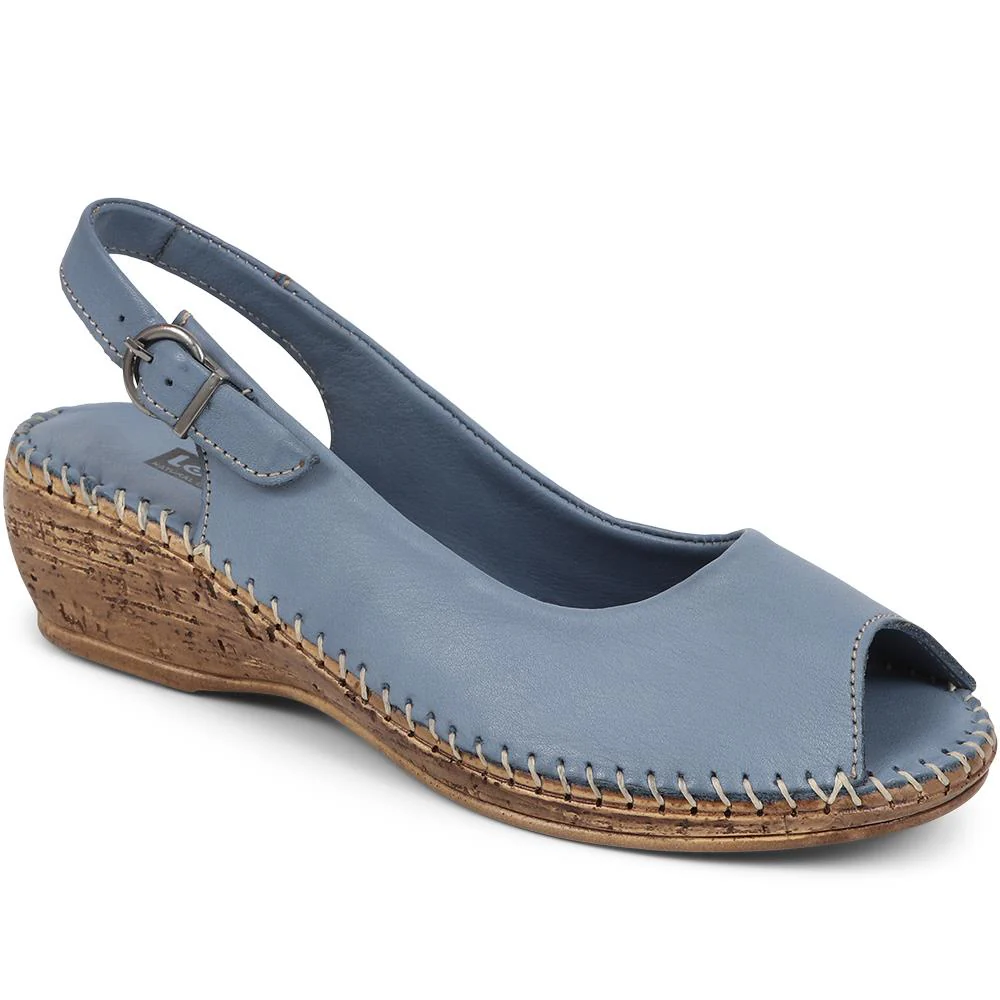 Loretta Leather Slingback Low Wedges - HAK39017 / 325 516