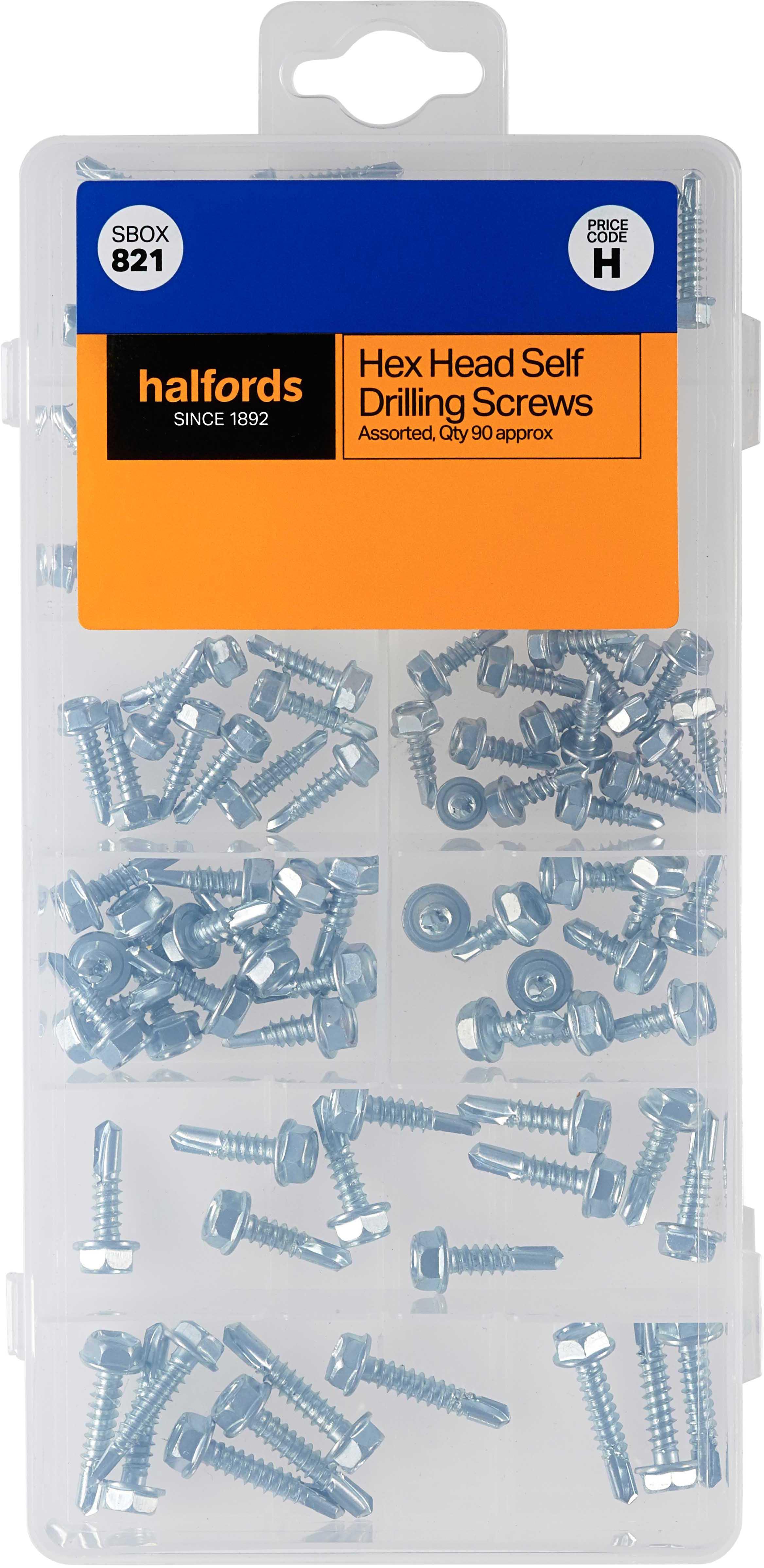 Halfords Assorted Hex Head Self Drill Screws (Sbox821)