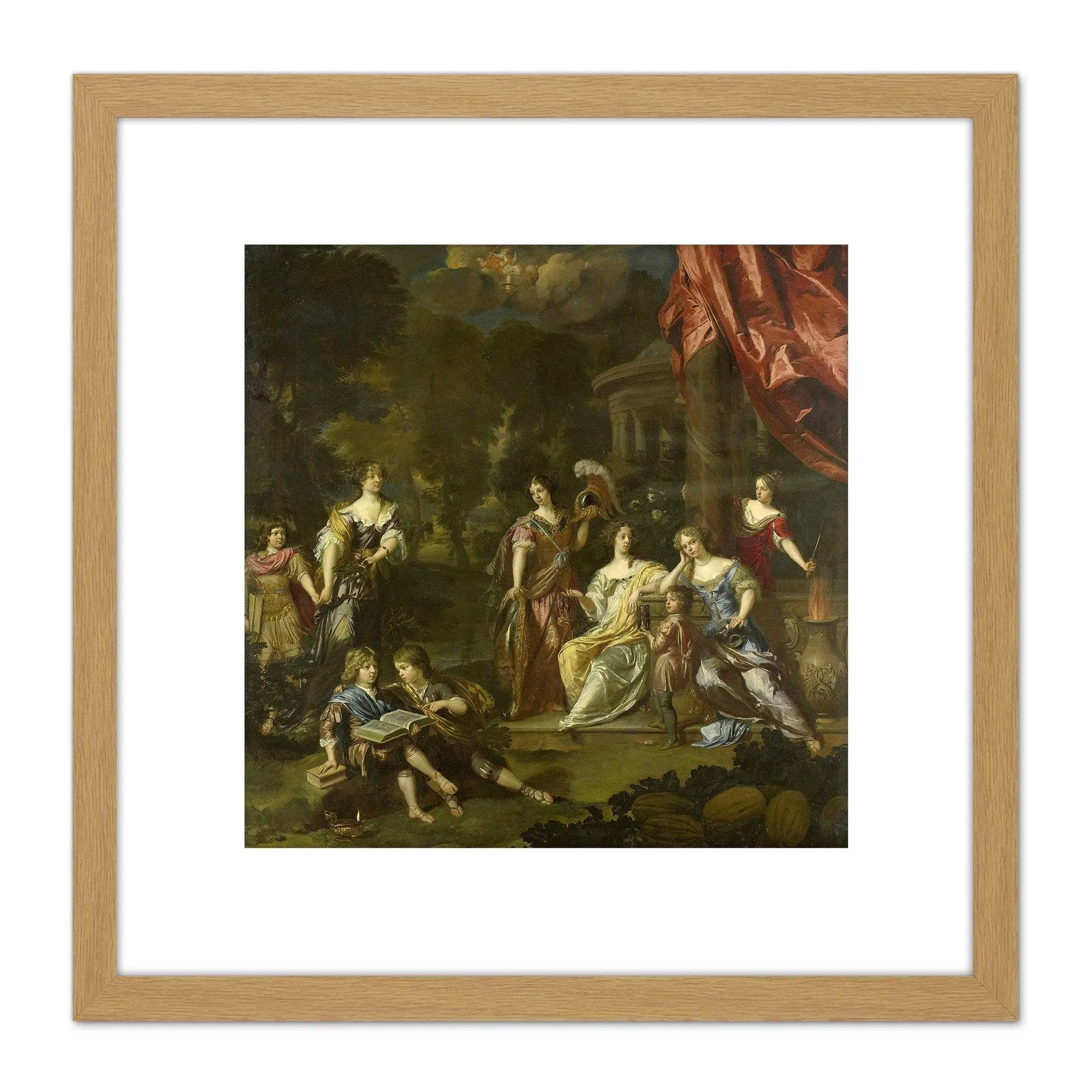 Artery8 Mijtens Children Diederic Pietersz Allegory 8X8 Inch Square Wooden Framed Wall Art Print Picture with Mount