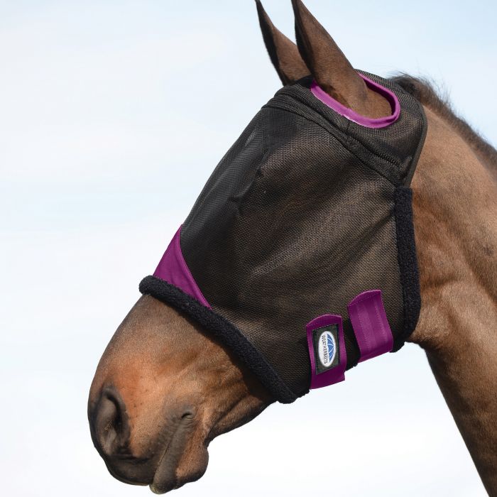 Weatherbeeta Fly Masks | Weatherbeeta Durable Mesh Fly Mask Colour Black and Purple Size Small Pony