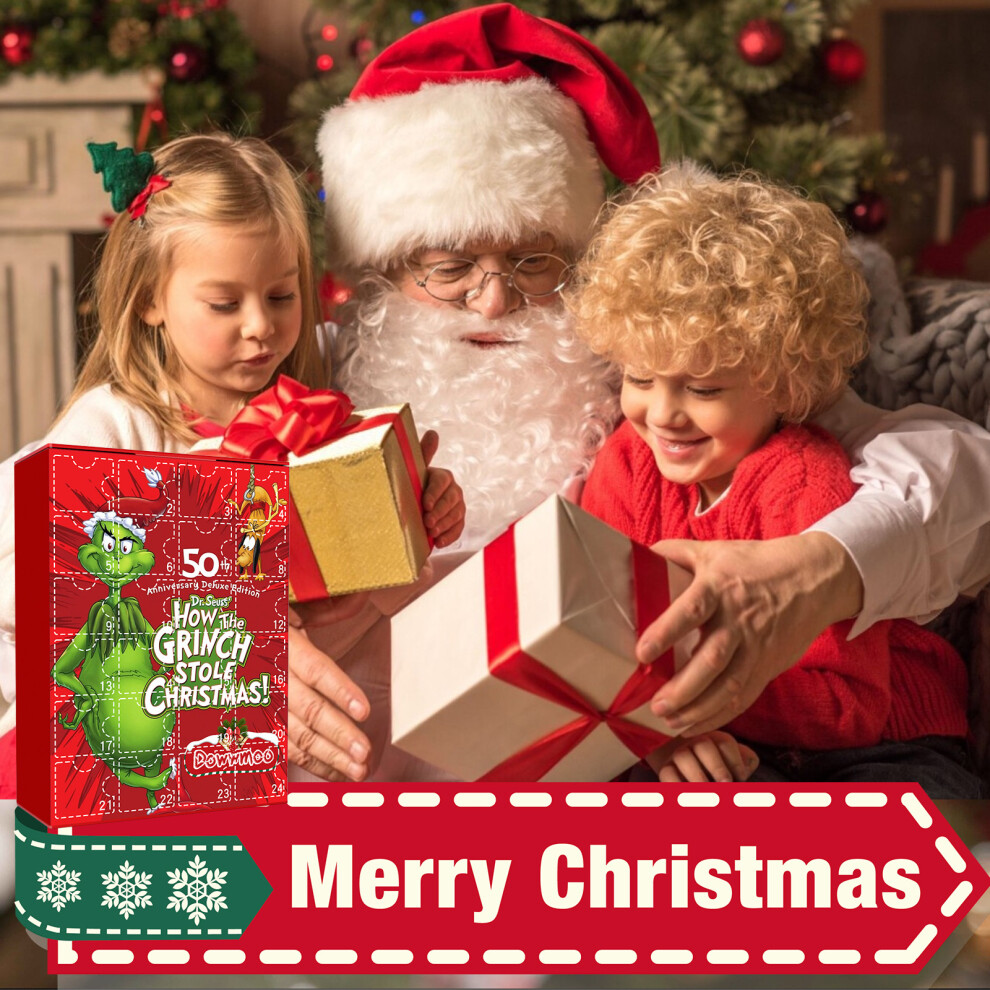 Unbranded Advent Calendar Christmas Advent Calendar Contains 24 Gifts, Grinch Christmas Cute Figures Doll Advent Calendar Countdown Calendar