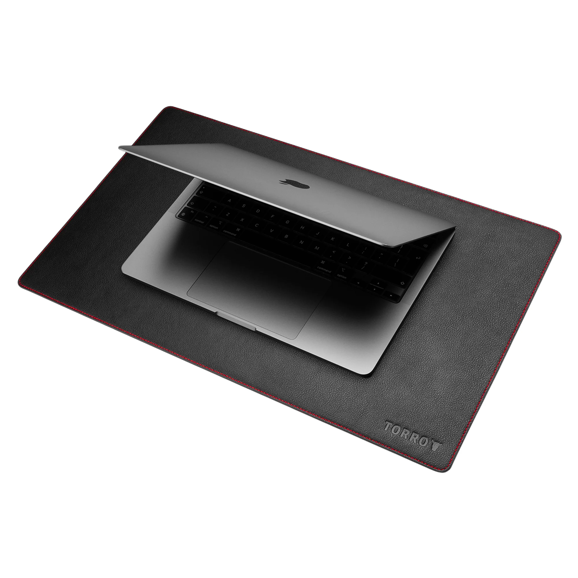 TORRO Leather Desk Mat (Regular) - Black with Red Detail