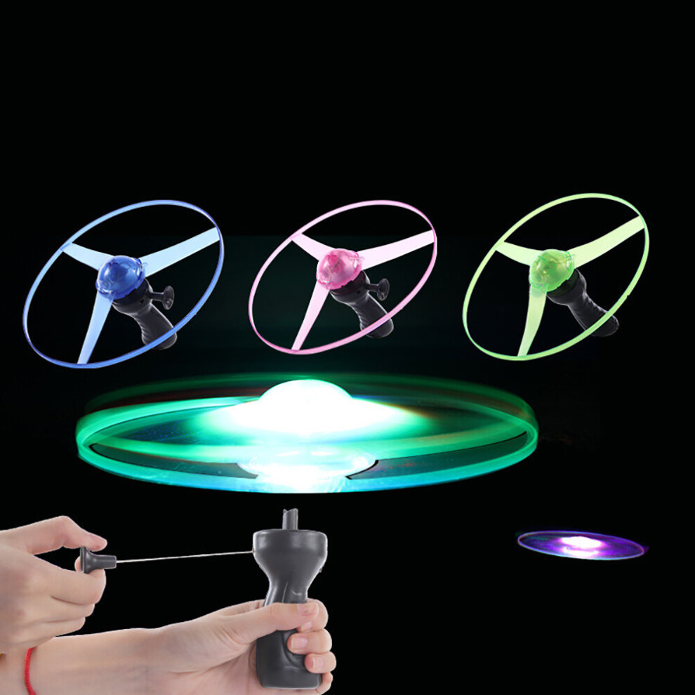 Zeus LED Light up Spinning Flying Disc Saucer Pull String Kids Toy Party Supplies