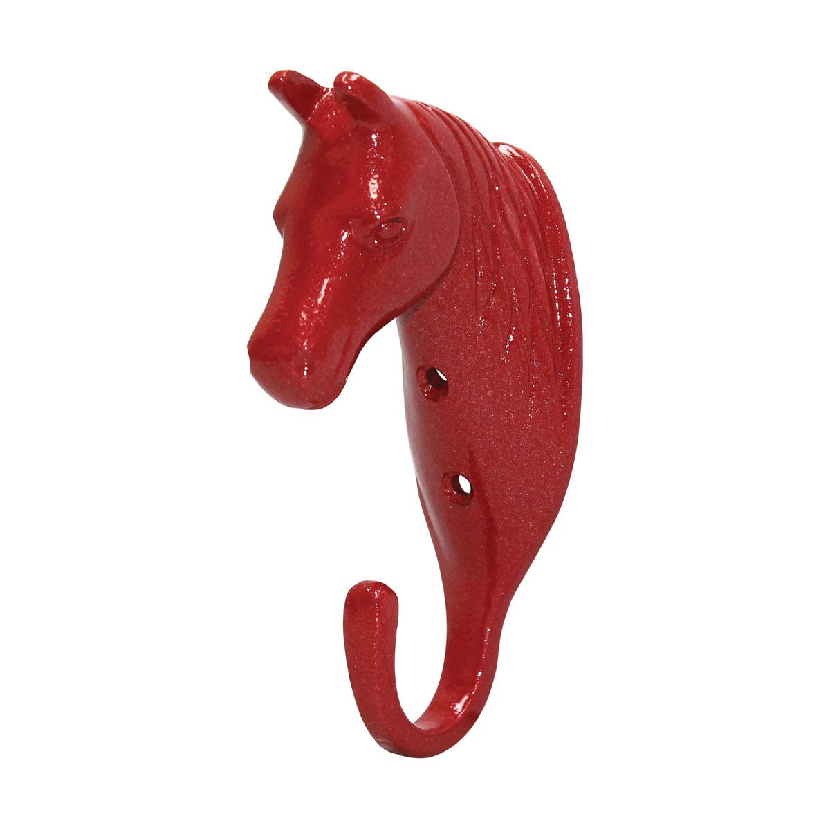 Perry Equestrian Fixtures and Fittings | Perry Equestrian Horse Head Single Hook Colour Red
