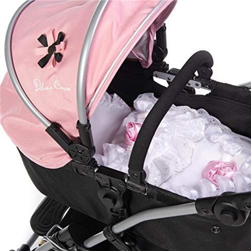  Dolls Pram 2 Piece Bedding Set-White & Pink Rose