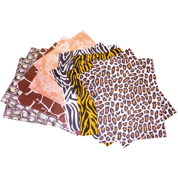Rapid Animal Print Felt Fabric Sheets Pack of 18