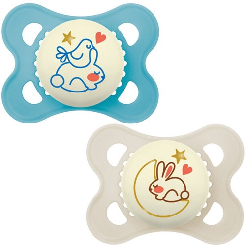 MAM Pure Night 2-6m Soother 2pk - Boy - Blue