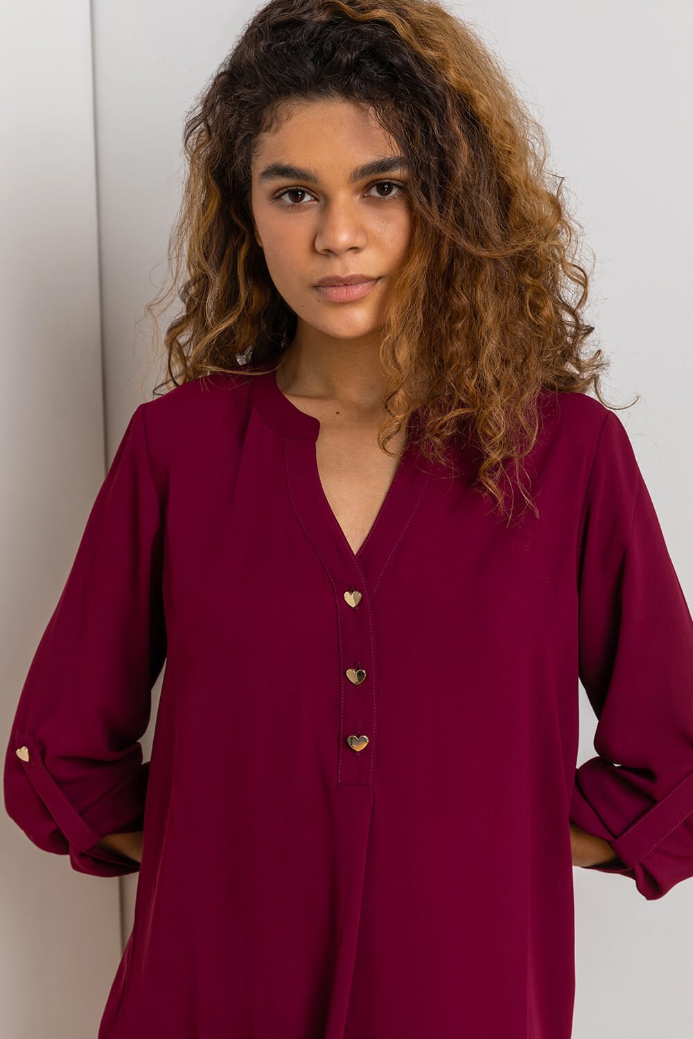 Roman Originals Heart Button Detail Blouse