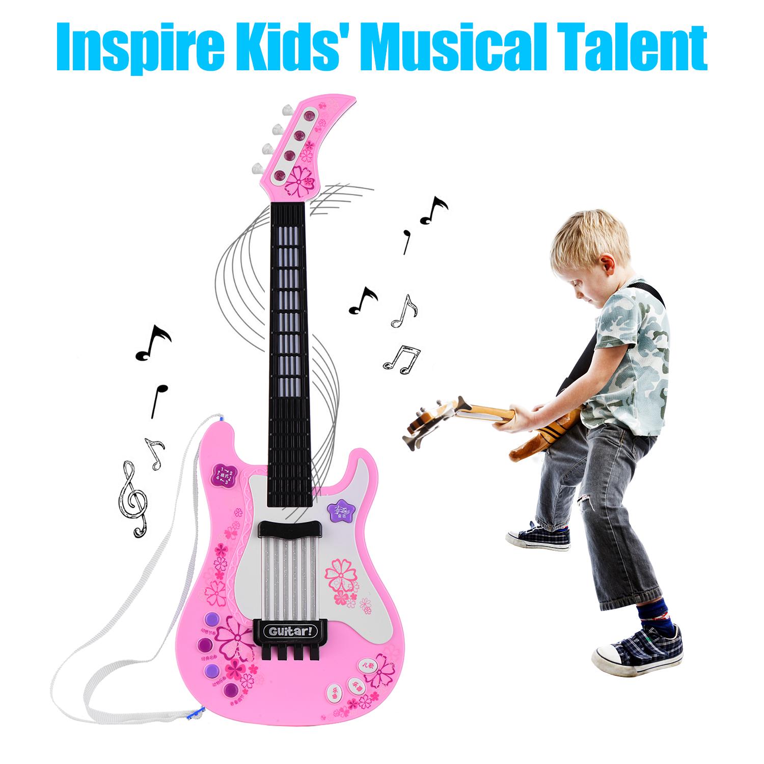 TOMTOP JMS Kids Little Guitar with Rhythm Lights and Sounds Fun Educational Musical Instruments Electric blue