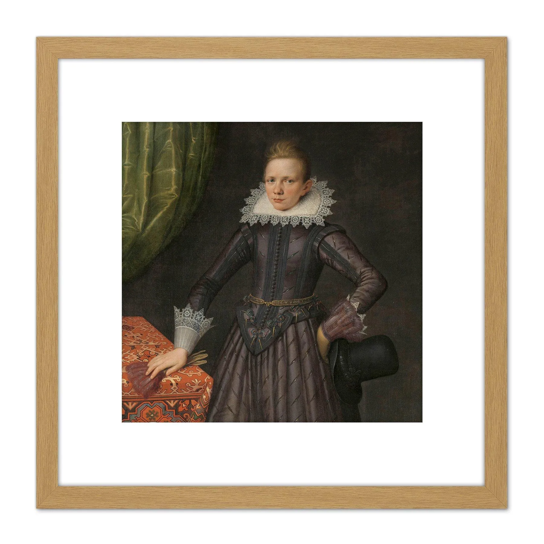 Artery8 Mesdach Portrait Peter Courten Child 8X8 Inch Square Wooden Framed Wall Art Print Picture with Mount