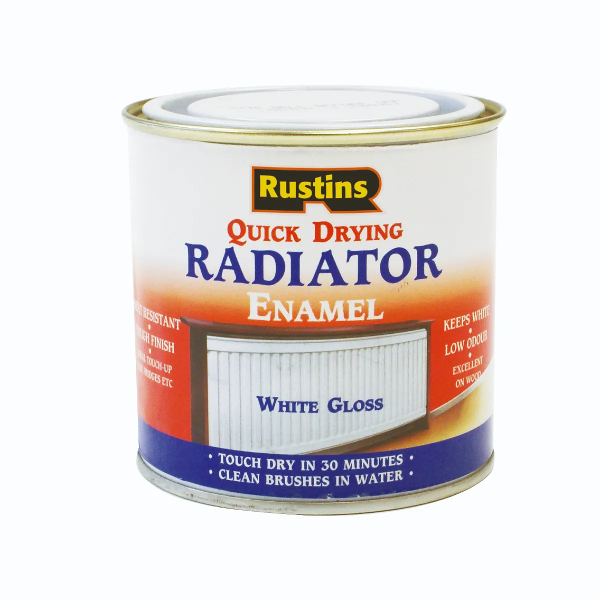 Rustins Quick Dry Radiator Enamel Paint Gloss White 250ml